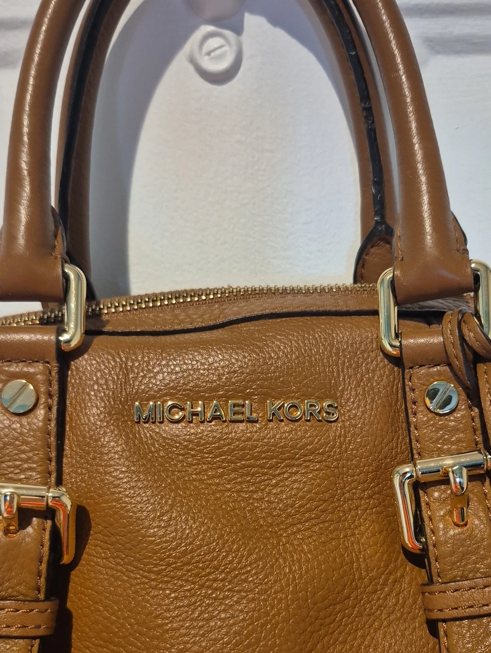 Michael Kors Bedford Legacy Camel Brown Pebbled Leather Shoulder Bag
